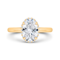 14K Yellow Gold Oval Cut Diamond Solitaire Engagement Ring (Semi-Mount)