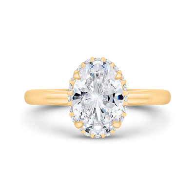 14K Yellow Gold Oval Cut Diamond Solitaire Engagement Ring (Semi-Mount)