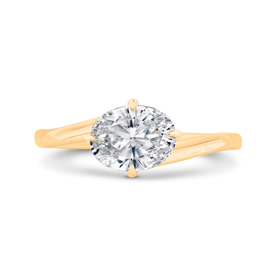 14K Yellow Gold Oval Cut Diamond Solitaire Engagement Ring (Semi-Mount)