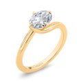 14K Yellow Gold Oval Cut Diamond Solitaire Engagement Ring (Semi-Mount)