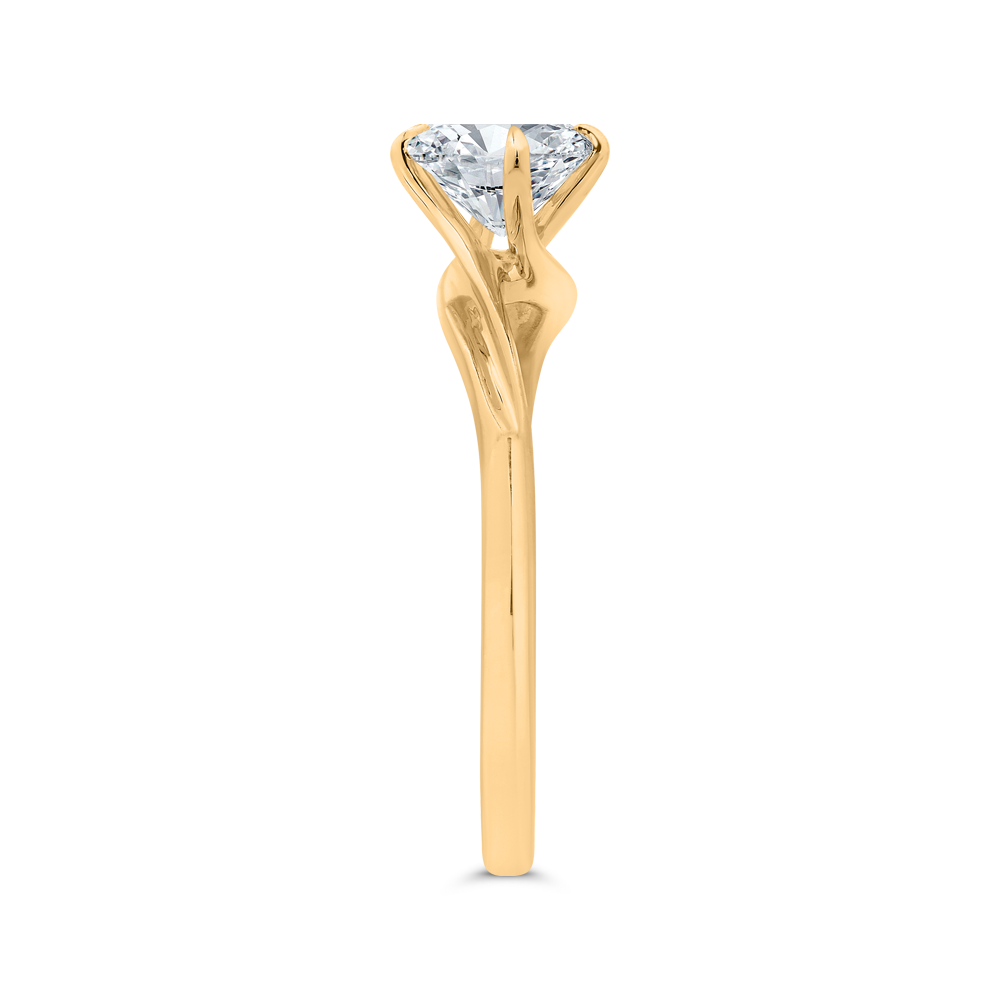 14K Yellow Gold Oval Cut Diamond Solitaire Engagement Ring (Semi-Mount)