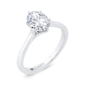 14K White Gold Oval Cut Diamond Solitaire Engagement Ring (Semi-Mount)