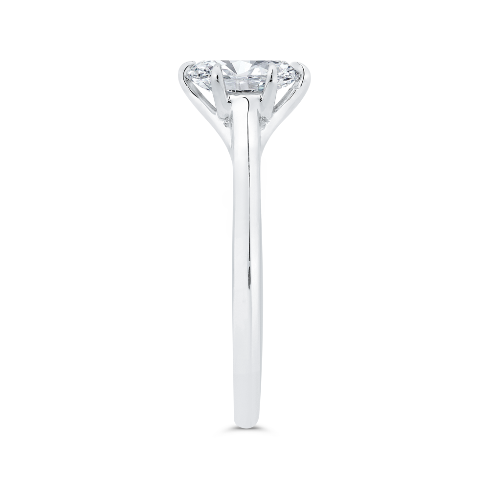 14K White Gold Oval Cut Diamond Solitaire Engagement Ring (Semi-Mount)