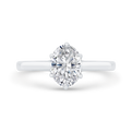 14K White Gold Oval Cut Diamond Solitaire Engagement Ring (Semi-Mount)