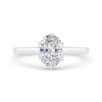 14K White Gold Oval Cut Diamond Solitaire Engagement Ring (Semi-Mount)