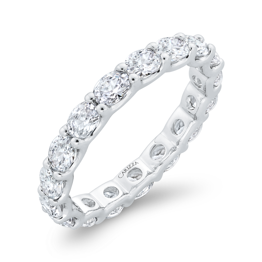 14K White Gold with Oval Diamond Eternity Ring