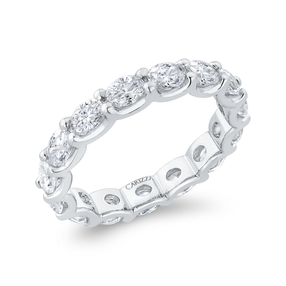 14K White Gold with Oval Diamond Eternity Ring