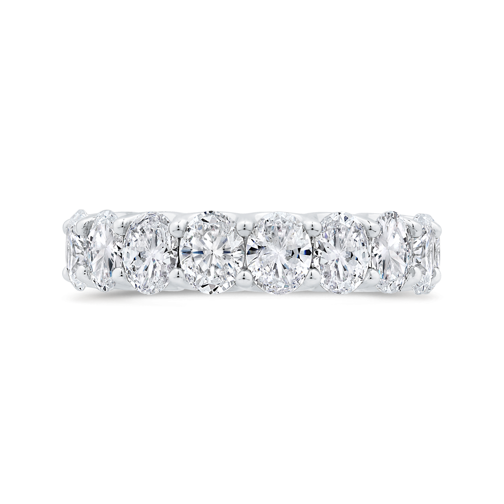 14K White Gold with Oval Diamond Eternity Ring