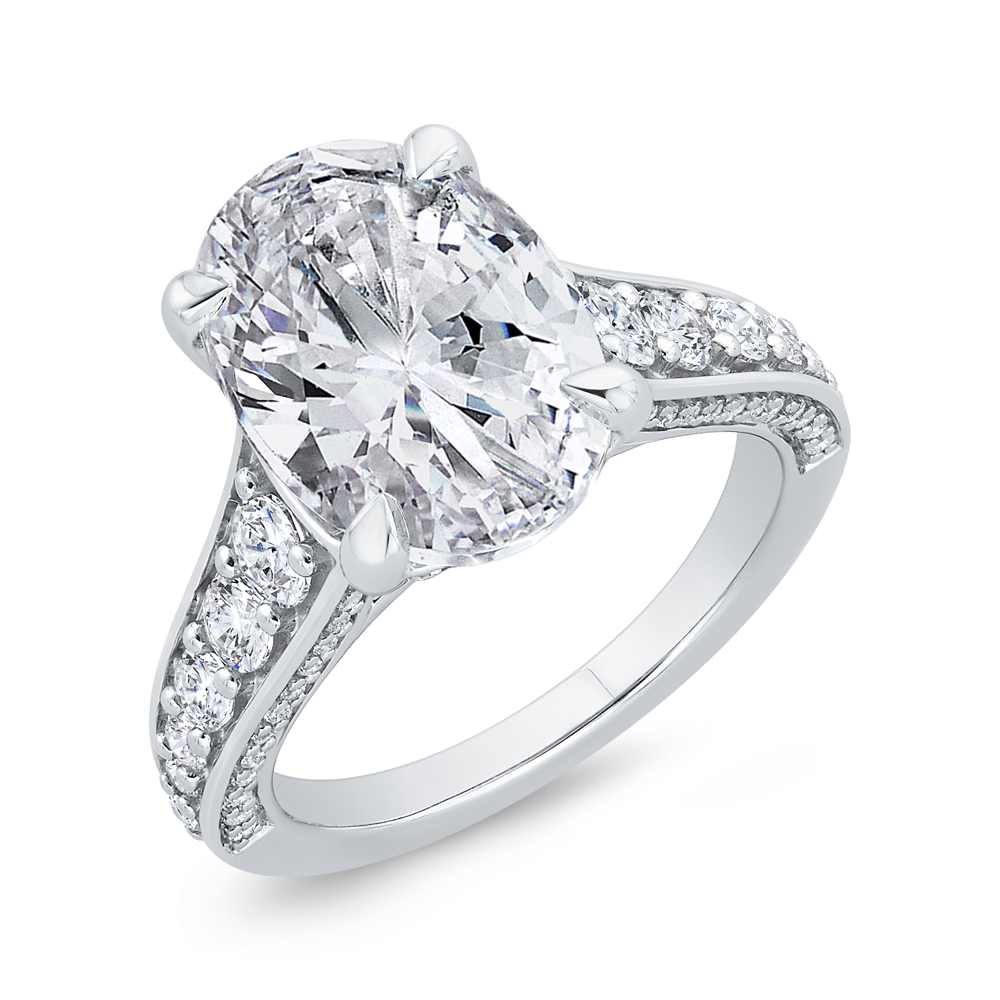 14K White Gold Diamond Engagement Ring (Semi-Mount)
