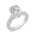 14K White Gold Oval Cut Diamond 3/4 Run Engagement Ring (Semi-Mount)