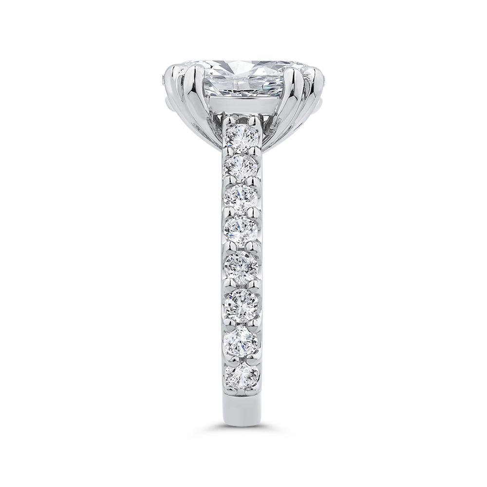 14K White Gold Oval Cut Diamond 3/4 Run Engagement Ring (Semi-Mount)