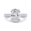 14K White Gold Oval Cut Diamond 3/4 Run Engagement Ring (Semi-Mount)