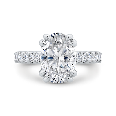 14K White Gold Oval Cut Diamond 3/4 Run Engagement Ring (Semi-Mount)