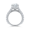 14K White Gold Oval Cut Diamond 3/4 Run Engagement Ring (Semi-Mount)