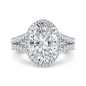 14K White Gold Oval Cut Diamond Engagement Ring with Split Shank (Semi-Mount)