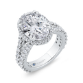 14K White Gold Oval Cut Diamond Engagement Ring with Split Shank (Semi-Mount)