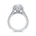 14K White Gold Oval Cut Diamond Engagement Ring with Split Shank (Semi-Mount)