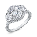 14K White Gold Three Stone Plus Round Diamond Engagement Ring (Semi-Mount)