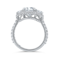 14K White Gold Three Stone Plus Round Diamond Engagement Ring (Semi-Mount)
