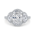14K White Gold Three Stone Plus Round Diamond Engagement Ring (Semi-Mount)