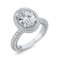 14K White Gold Oval Diamond Halo Engagement Ring (Semi-Mount)