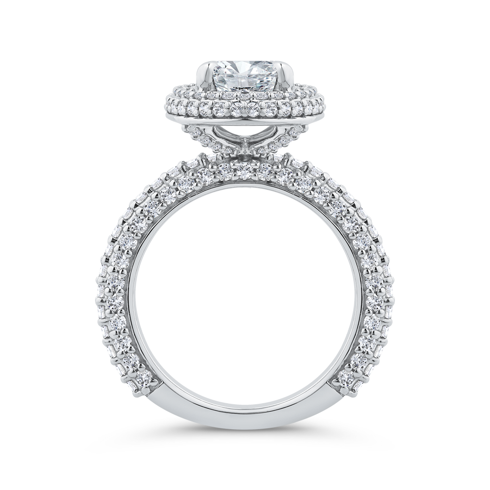 14K White Gold Oval Diamond Halo Engagement Ring (Semi-Mount)