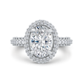 14K White Gold Oval Diamond Halo Engagement Ring (Semi-Mount)