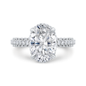14K White Gold Oval Diamond Three Row Engagement Ring (Semi-Mount)