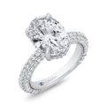 14K White Gold Oval Diamond Three Row Engagement Ring (Semi-Mount)