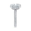 14K White Gold Oval Diamond Three Row Engagement Ring (Semi-Mount)