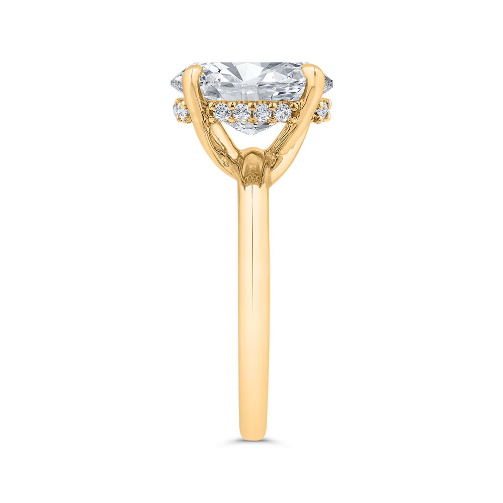 14K Yellow Gold Oval Diamond Solitaire Plus Engagement Ring  (Semi-Mount)