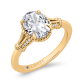 14K Yellow Gold Oval Cut Diamond Engagement Ring (Semi-Mount)