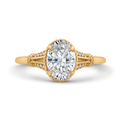 14K Yellow Gold Oval Cut Diamond Engagement Ring (Semi-Mount)