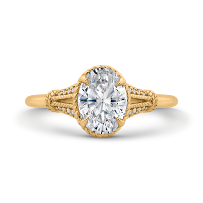 14K Yellow Gold Oval Cut Diamond Engagement Ring (Semi-Mount)