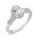 14K White Gold Oval Cut Diamond Engagement Ring (Semi-Mount)