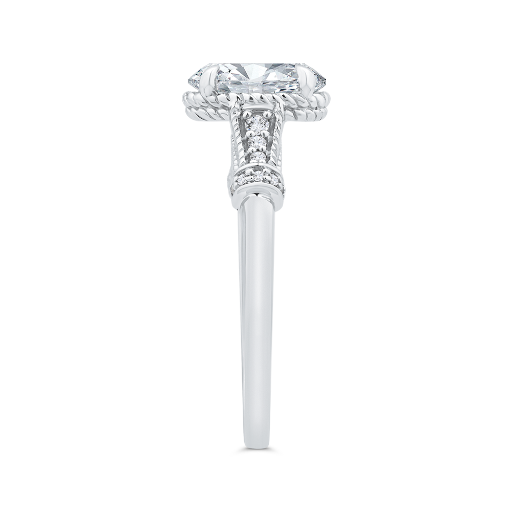 14K White Gold Oval Cut Diamond Engagement Ring (Semi-Mount)