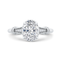 14K White Gold Oval Cut Diamond Engagement Ring (Semi-Mount)