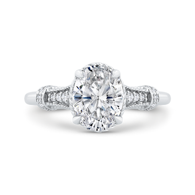 14K White Gold Oval Cut Diamond Engagement Ring (Semi-Mount)