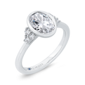 14K White Gold Oval Cut Diamond Engagement Ring (Semi-Mount)