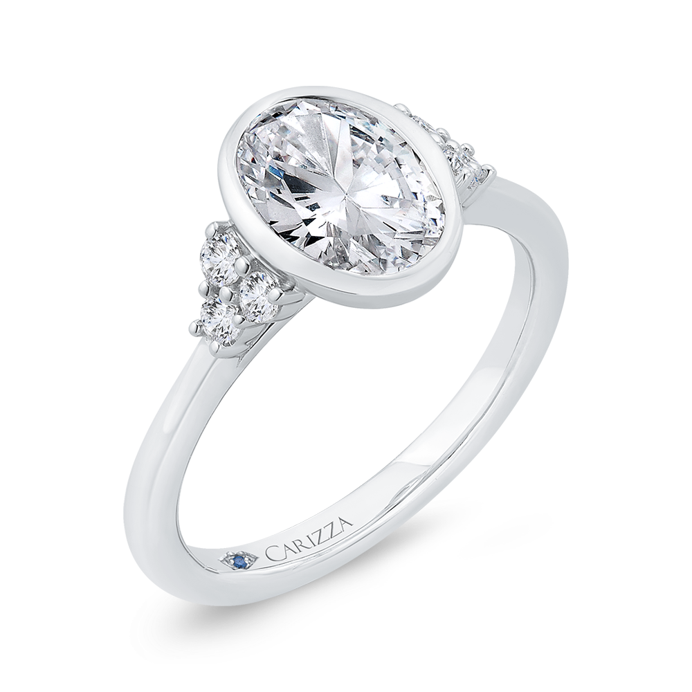 14K White Gold Oval Cut Diamond Engagement Ring (Semi-Mount)