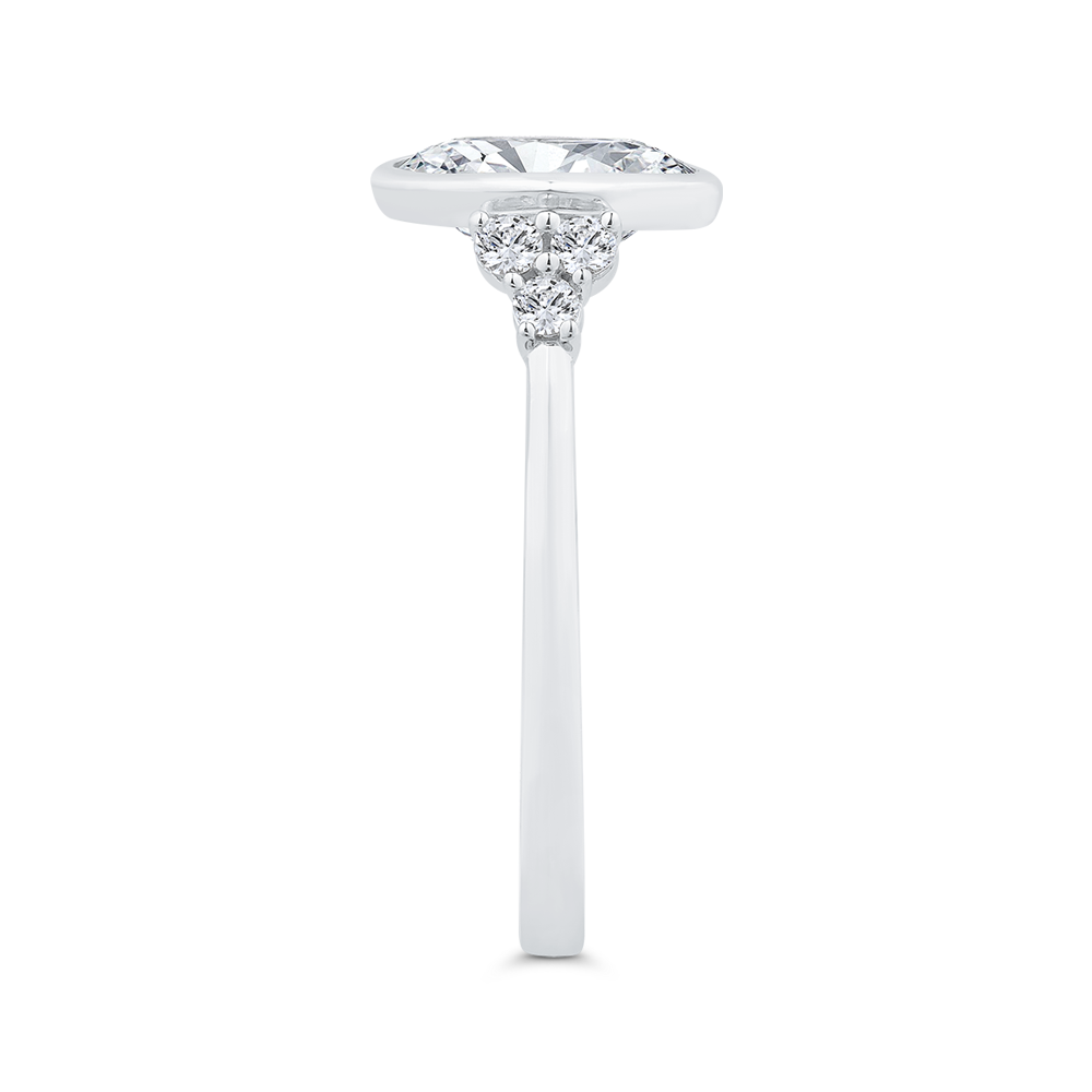 14K White Gold Oval Cut Diamond Engagement Ring (Semi-Mount)