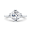 14K White Gold Oval Cut Diamond Engagement Ring (Semi-Mount)