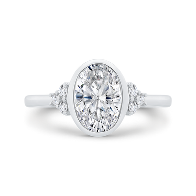 14K White Gold Oval Cut Diamond Engagement Ring (Semi-Mount)