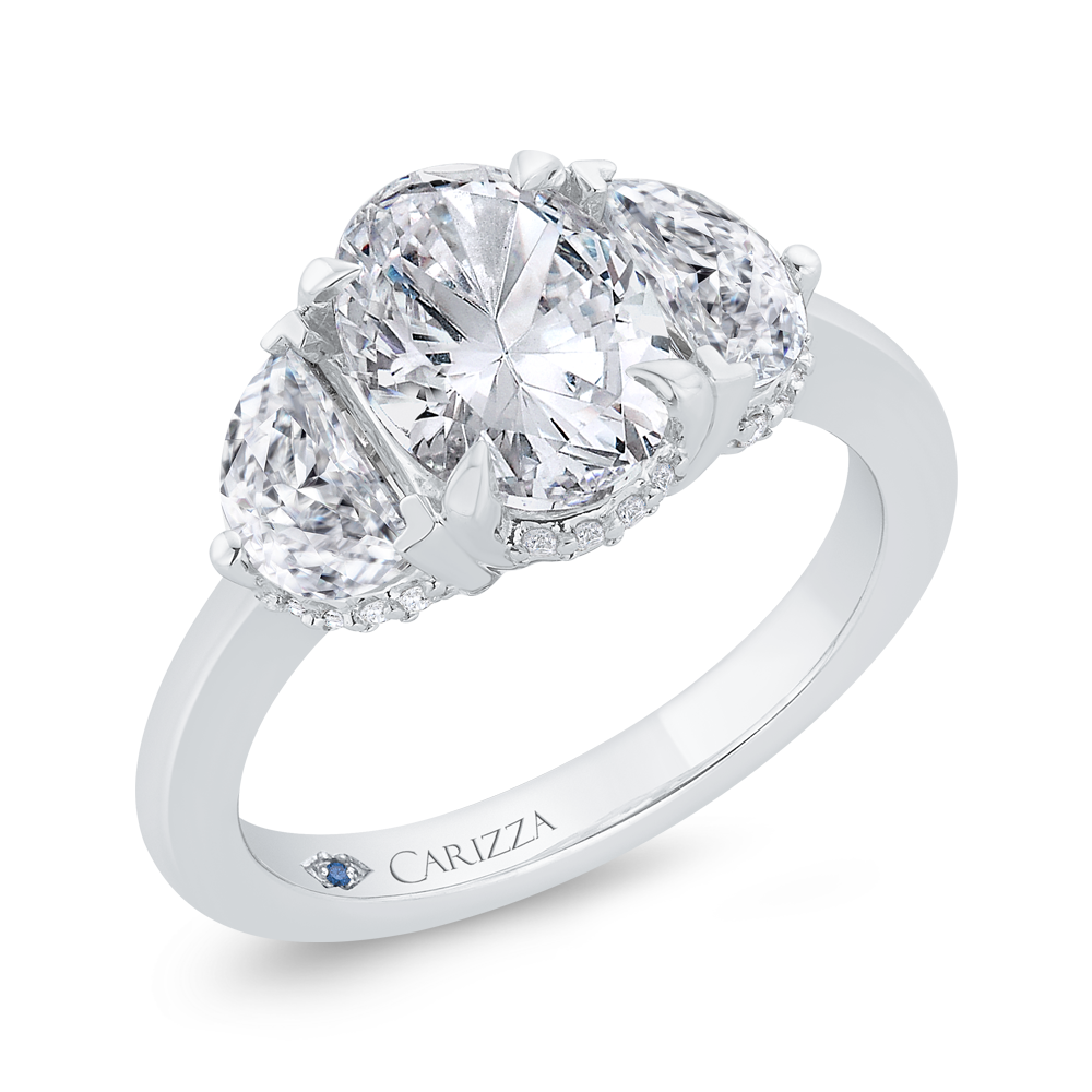 14K White Gold Oval Cut Diamond Engagement Ring (Semi-Mount)