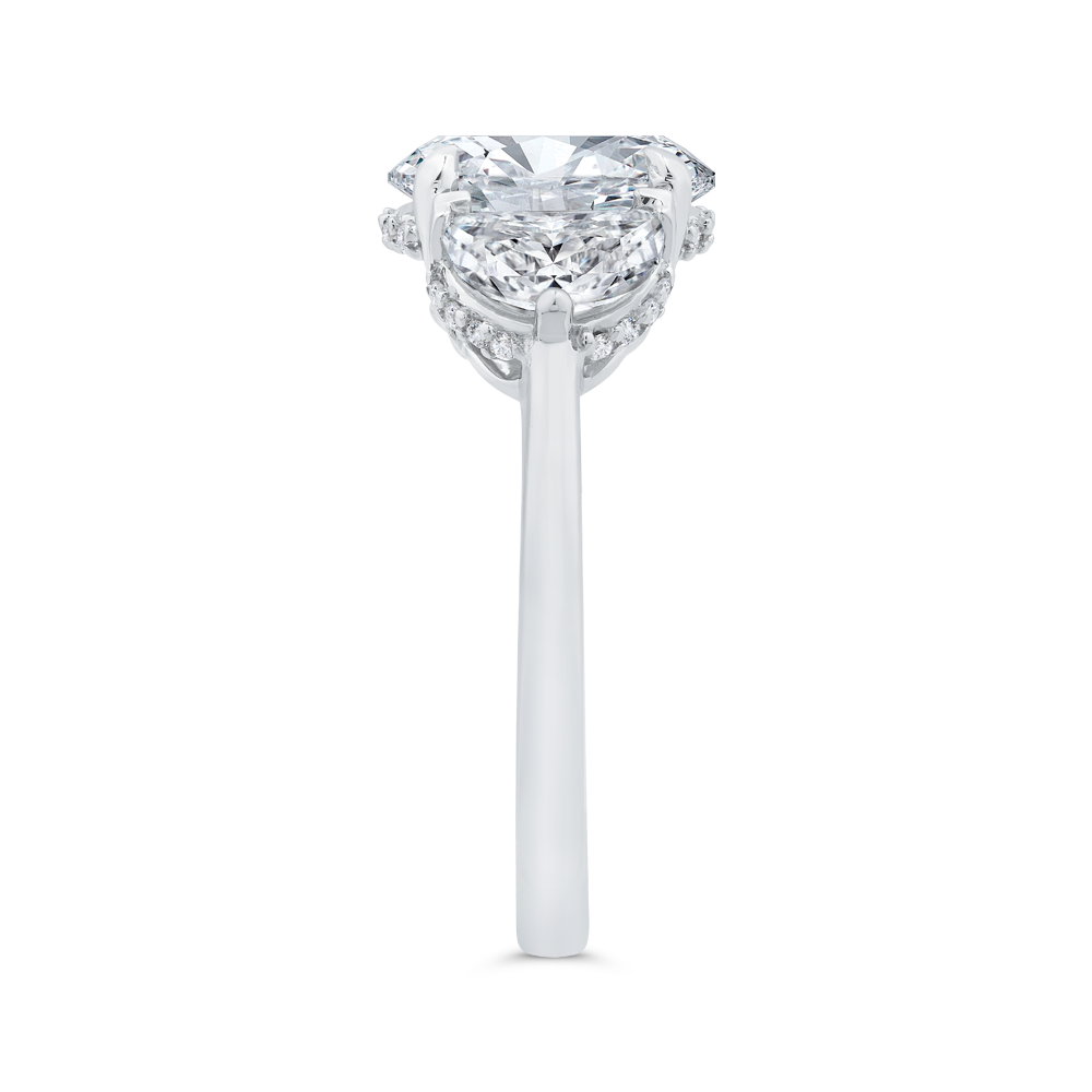 14K White Gold Oval Cut Diamond Engagement Ring (Semi-Mount)