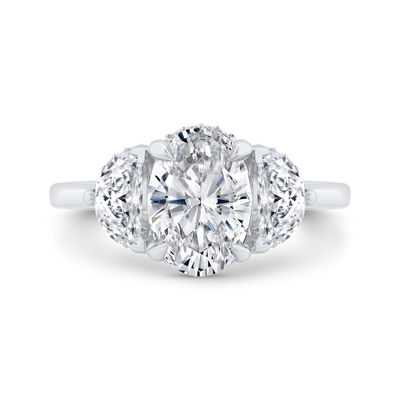 14K White Gold Oval Cut Diamond Engagement Ring (Semi-Mount)