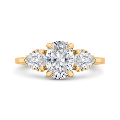14K White Gold Oval Cut Diamond Engagement Ring (Semi-Mount)