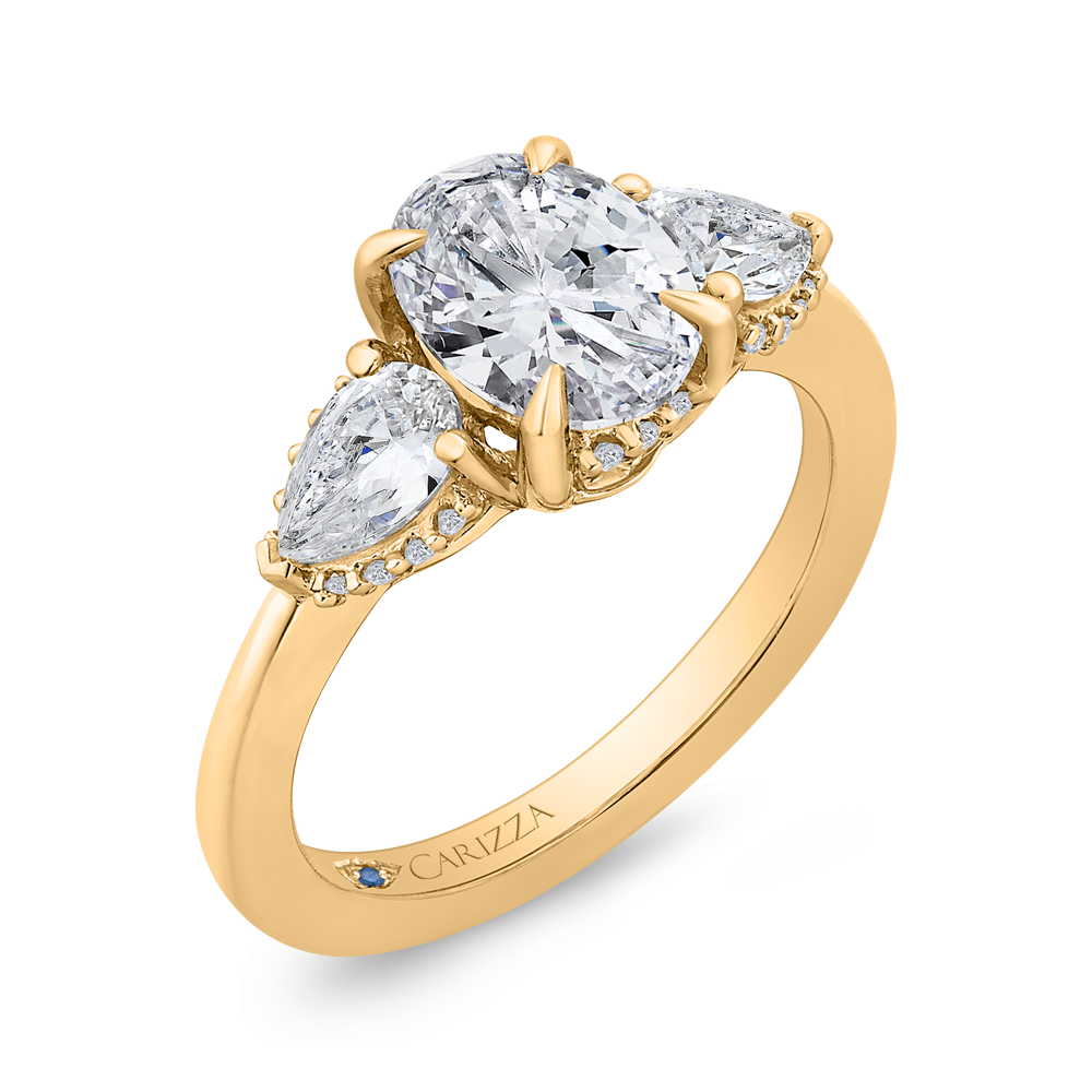 14K White Gold Oval Cut Diamond Engagement Ring (Semi-Mount)