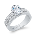 14K White Gold Oval Cut Diamond Engagement Ring (Semi-Mount)