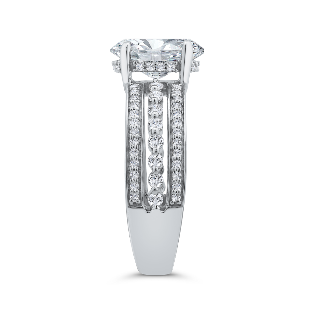 14K White Gold Oval Cut Diamond Engagement Ring (Semi-Mount)